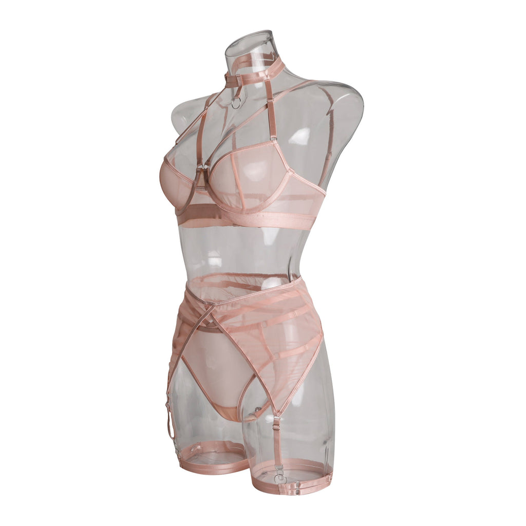 Ladies Solid Color 3PCS Lingerie Set SKLG4090
