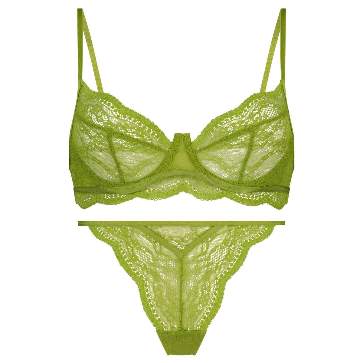 Ladies See Through Floral Lace 2PCS Lingerie Set SKLG4071