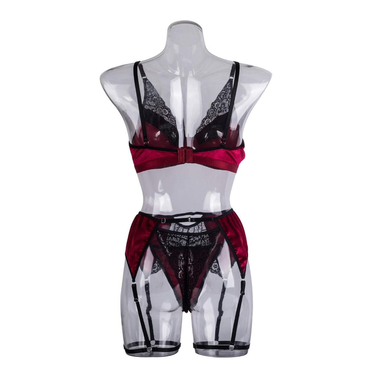 Ladies Floral Lace Velvert 3PCS Lingerie Set SKLG4088