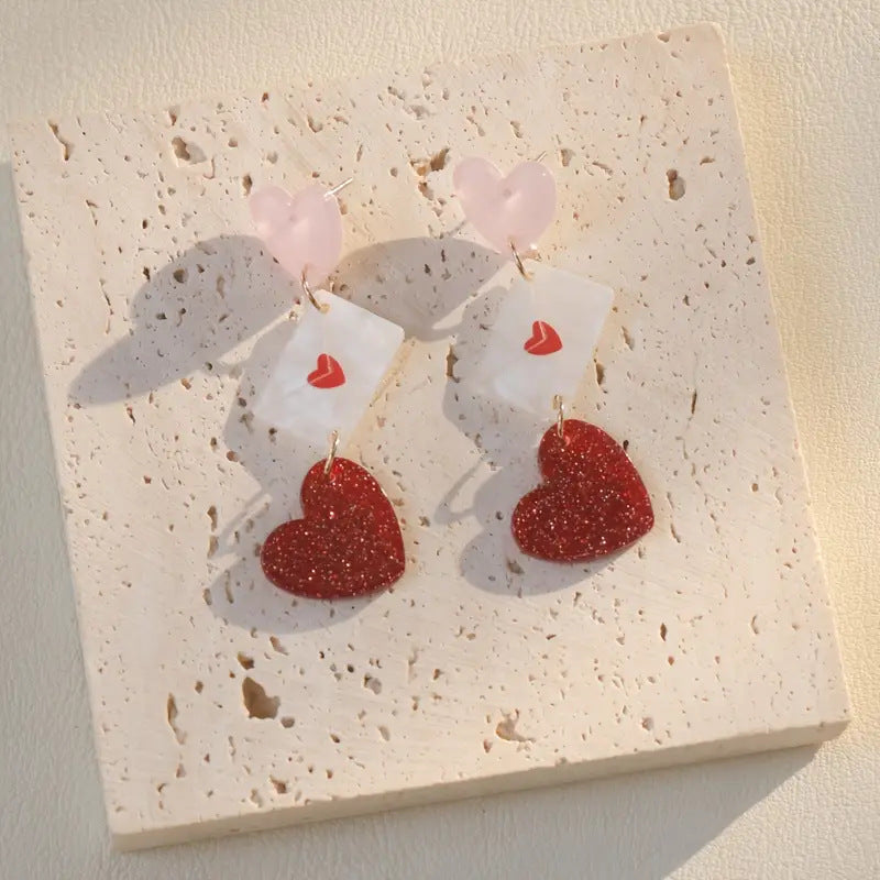 Ladies Valentine Heart Pandent Earrings SKAJ4220