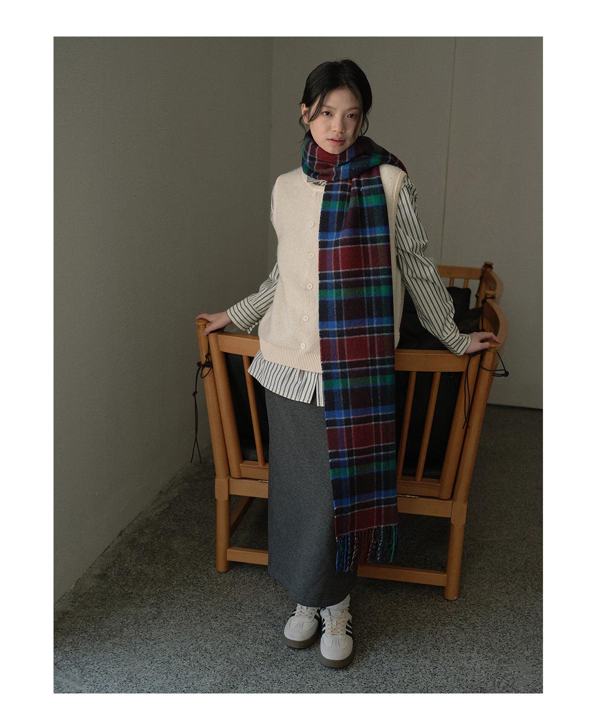 Ladies Color Blocks Check Scarf YN030