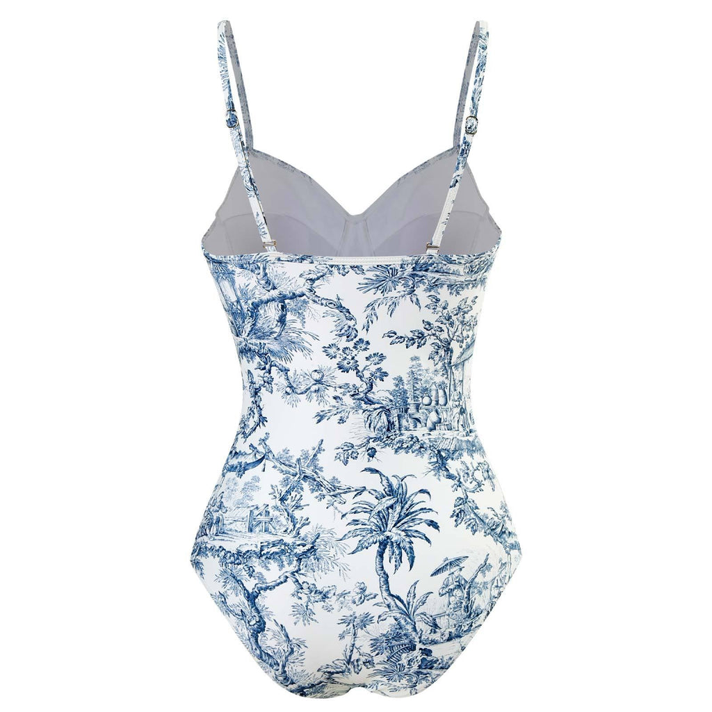 Two Shoulder One Piece Swimwear with Cover 8BK3WST282