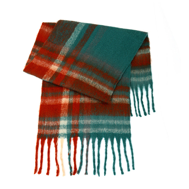 Laides Plaid Color Block Everyday Scarf SKAS4203