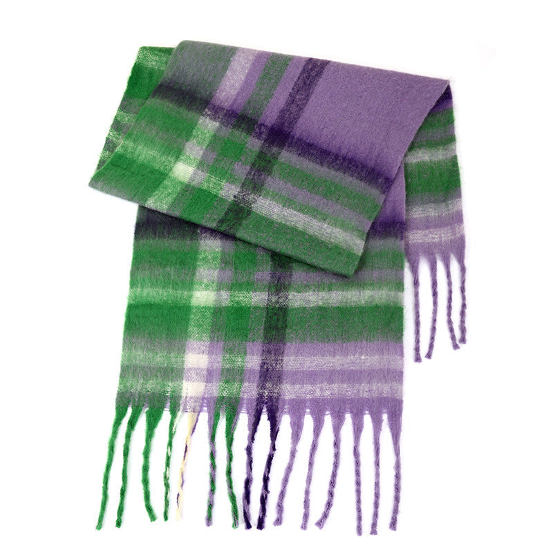 Laides Plaid Color Block Everyday Scarf SKAS4203