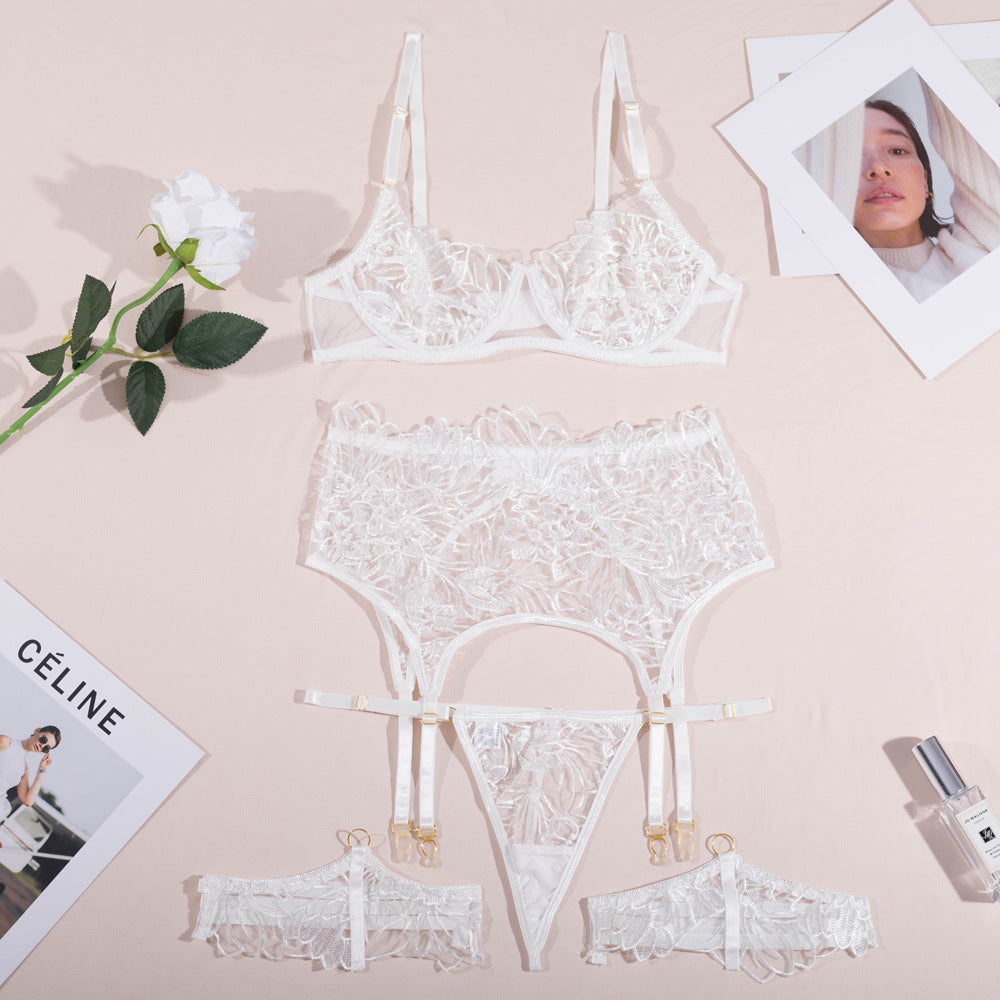 Ladies Floral Embroidery 3PCS Lingerie Set SKLG4100