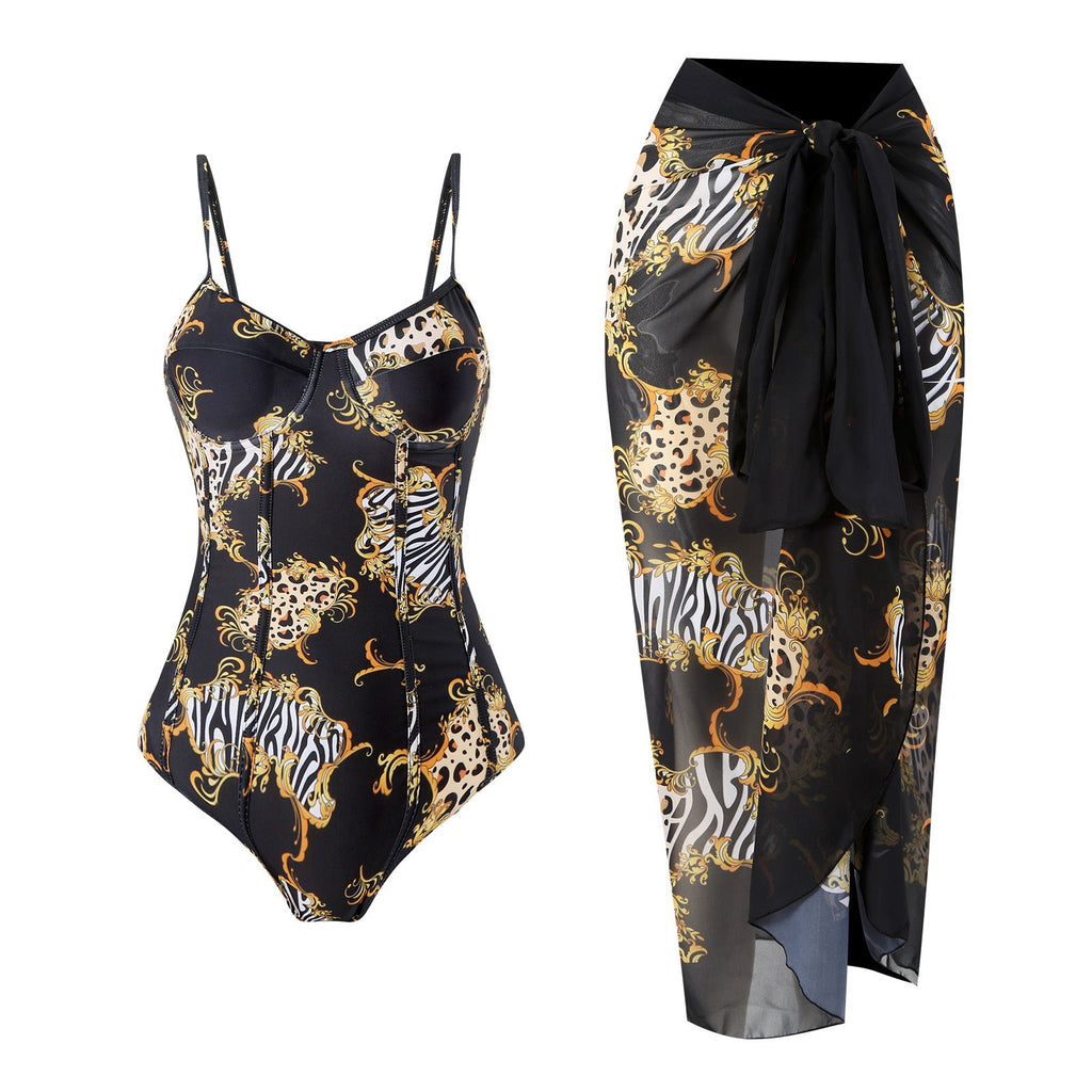 Two Shoulder One Piece Swimwear with Cover 8BK3WST282