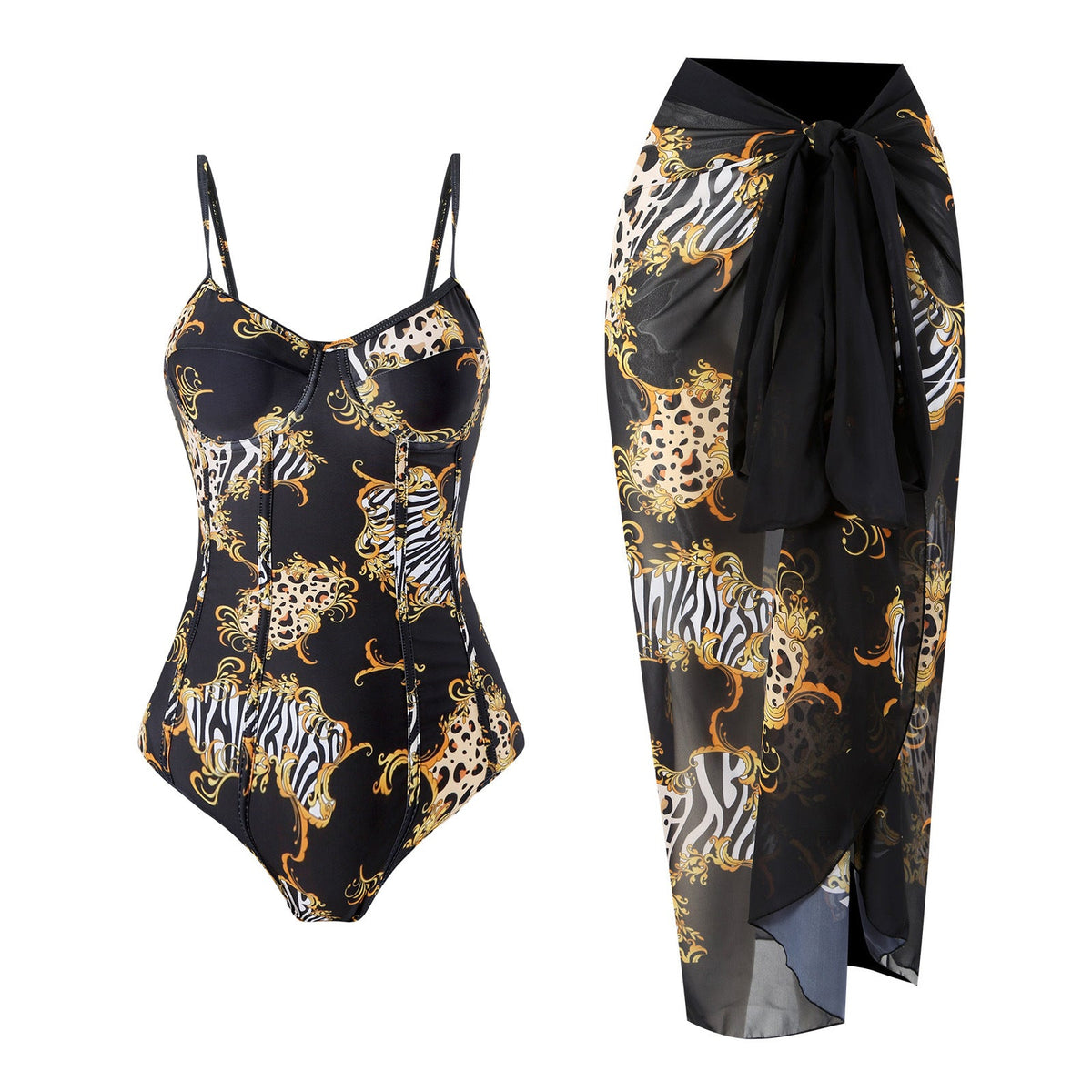 Two Shoulder One Piece Swimwear with Cover 8BK3WST282