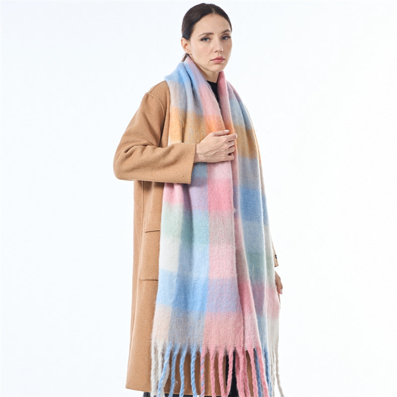 Ladies Color Block AC Plaid Daily Scarf SKAS4201