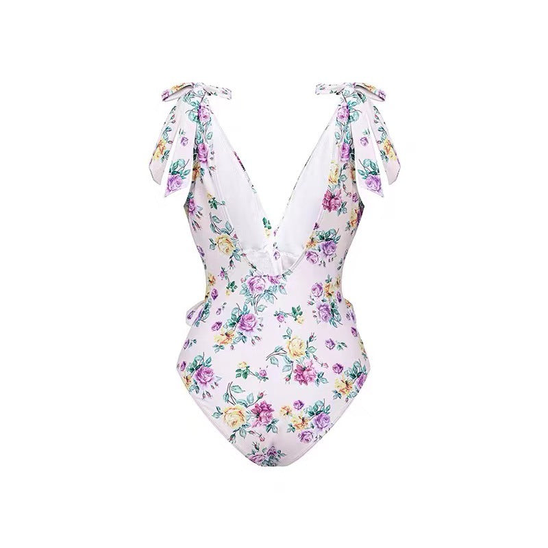 Floral print one piece swimwear with salong SKSW40122