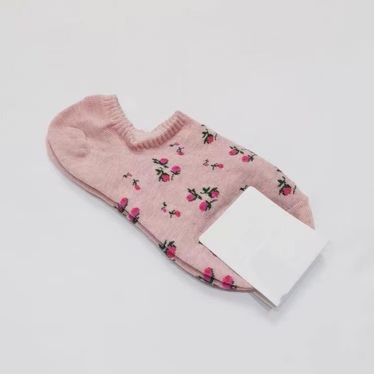 Ladies Small Floral Knit Boat Socks SKAS50022