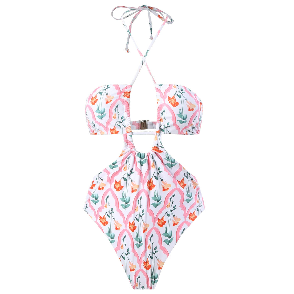String Halter One Piece Swimwear with Cover SKSW40150