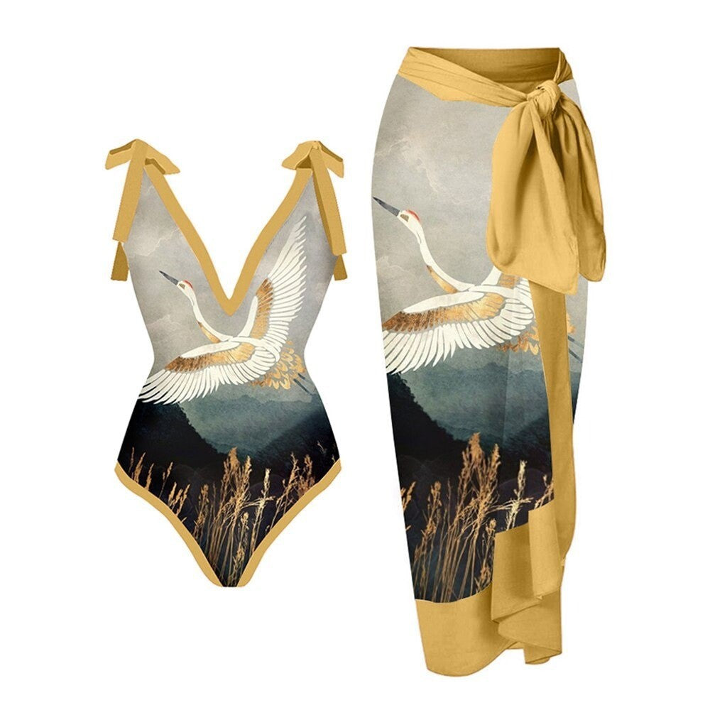 Ladies Strap Shoulder One Piece Swimsuit SKSW40081ST