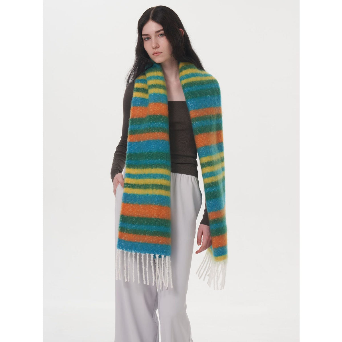 Ladies Color Block Stripe Everyday Scarf SKAS4196
