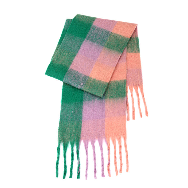 Ladies Color Block AC Plaid Daily Scarf SKAS4201