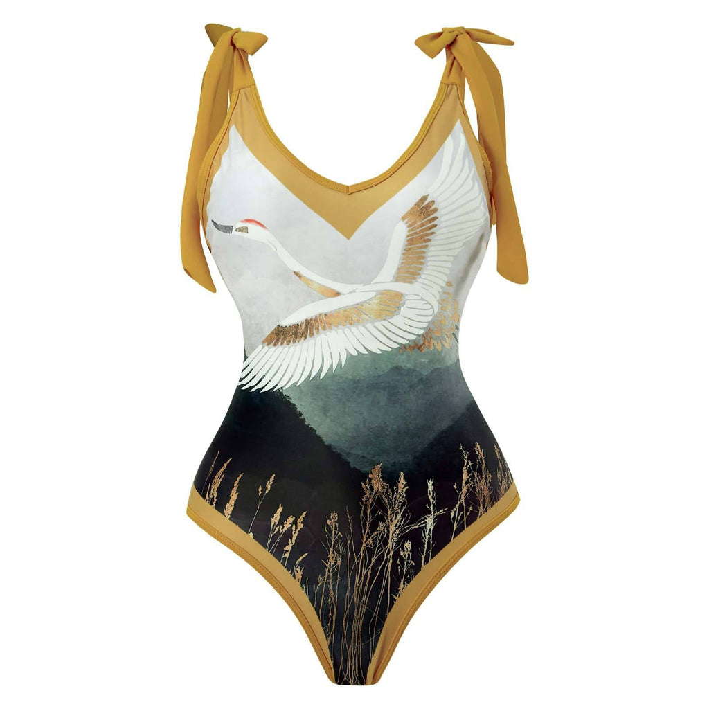 Ladies Strape Shoulder Print One Piece Swimwear SKSW40080T