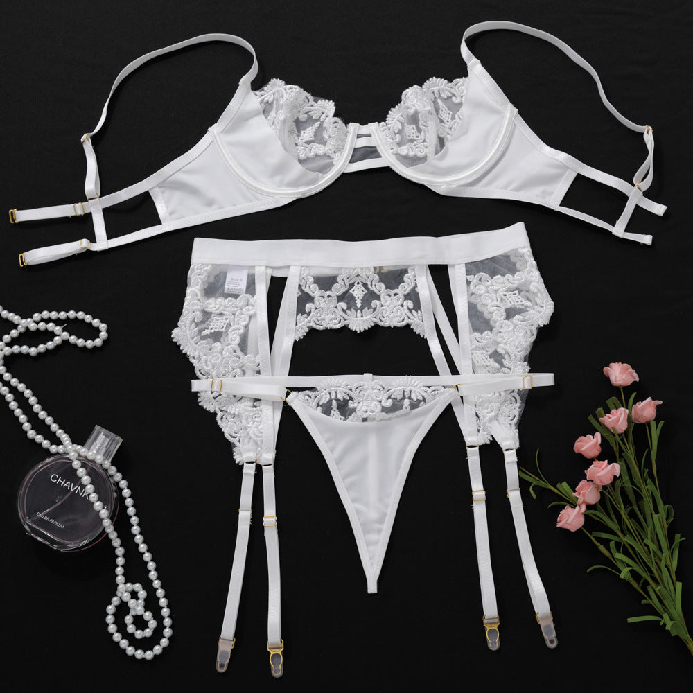 Ladies Floral Embroidery 3PCS Lingerie Set SKLG4156