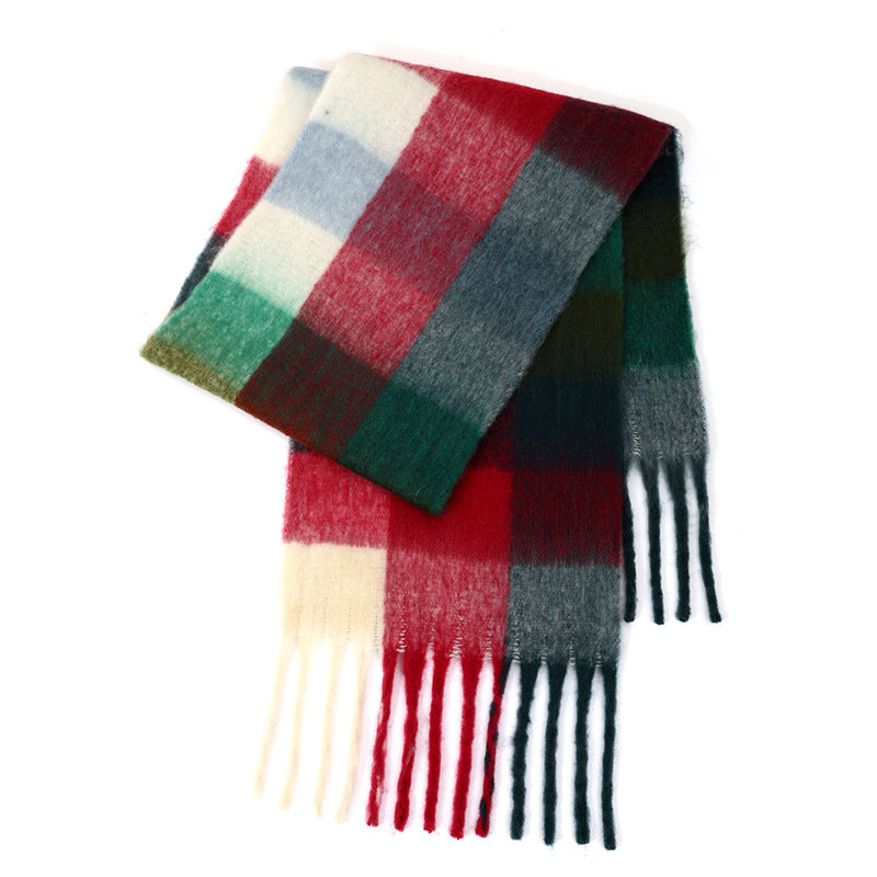 Ladies Color Block AC Plaid Daily Scarf SKAS4201