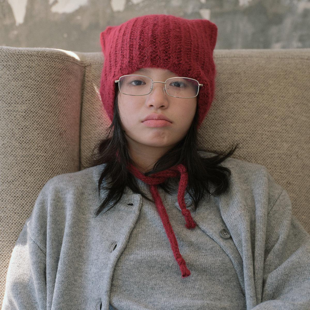 Ladies Solid Color Cat Ears Hat YH4049