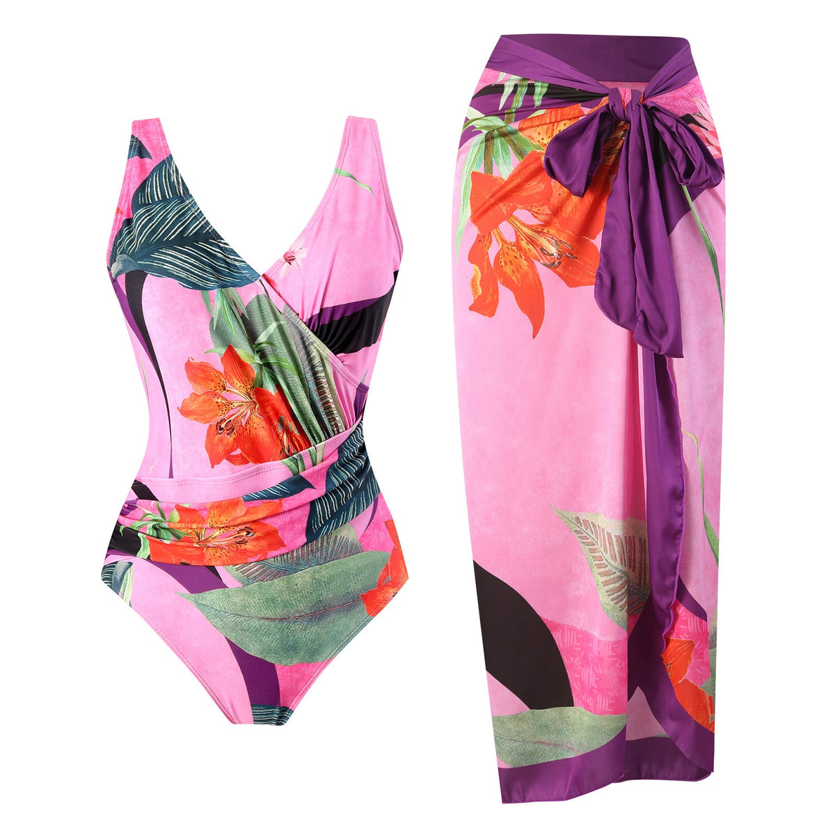 Ladies Print One Piece Swimwear with Cover SKSW40136