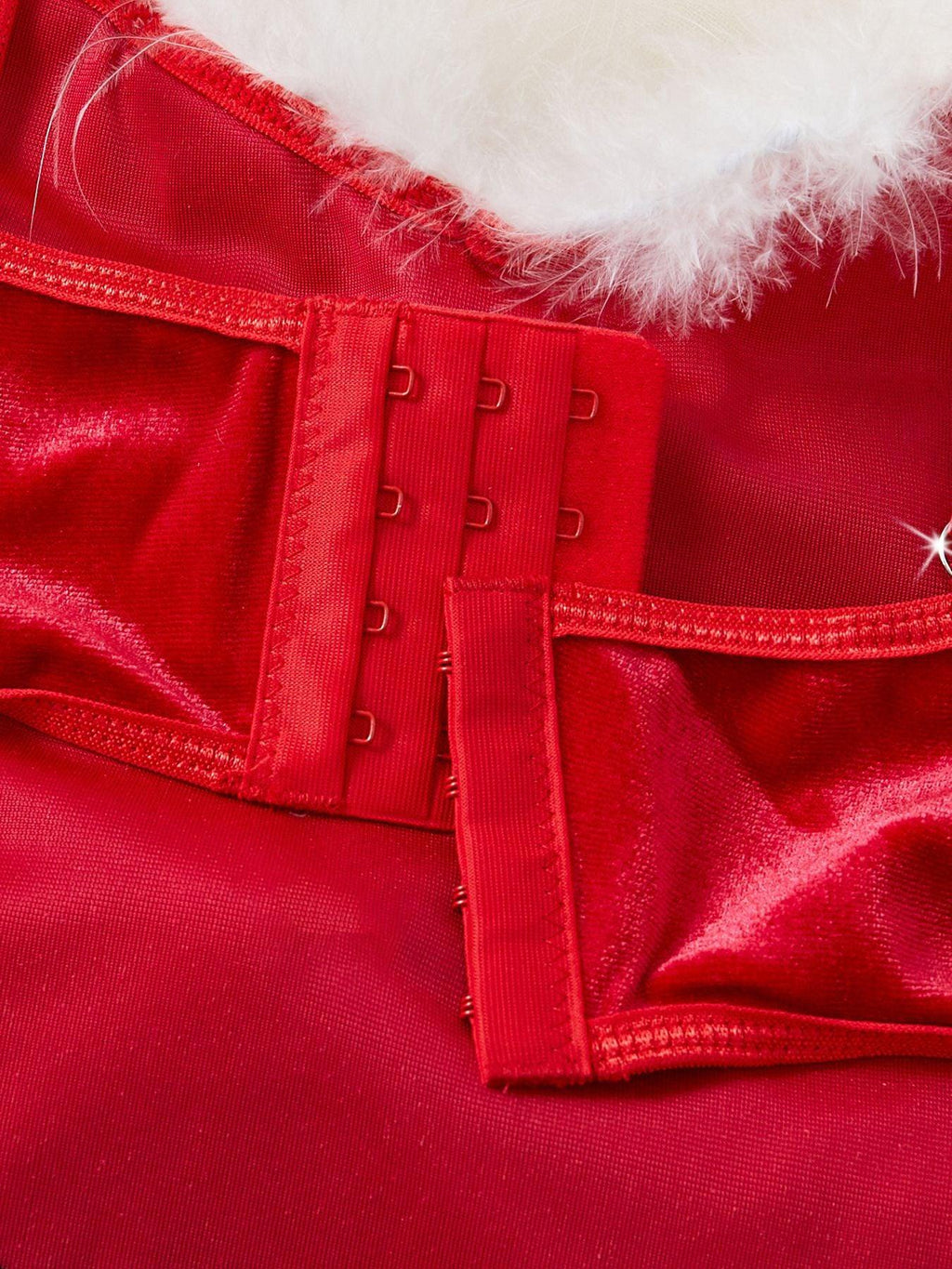 Ladies Christmas Miss Rabit Red Velvet Fluffy Teddy Set SKLG4007