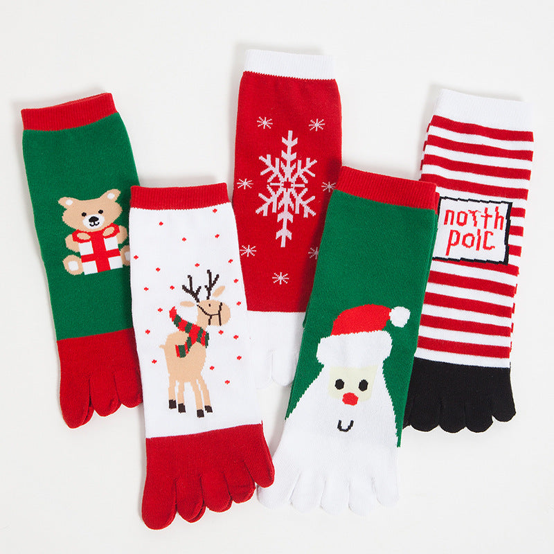 Ladies Merry Christmas Over Ankle Toe Socks SKASC4154