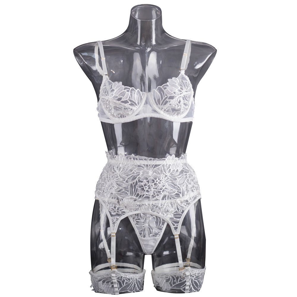 Ladies Floral Embroidery 3PCS Lingerie Set SKLG4100
