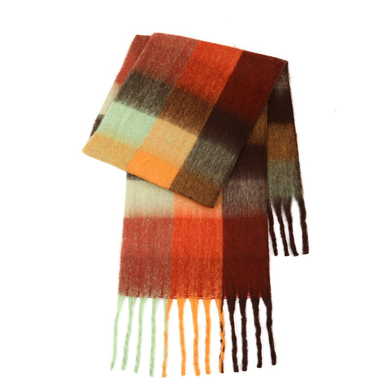 Ladies Color Block AC Plaid Daily Scarf SKAS4201