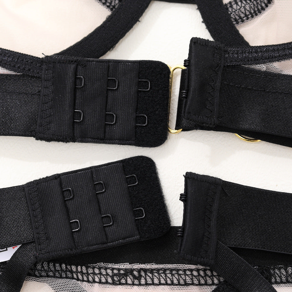 Ladies Color Block See Through 3PCS Lingerie Set SKLG4107