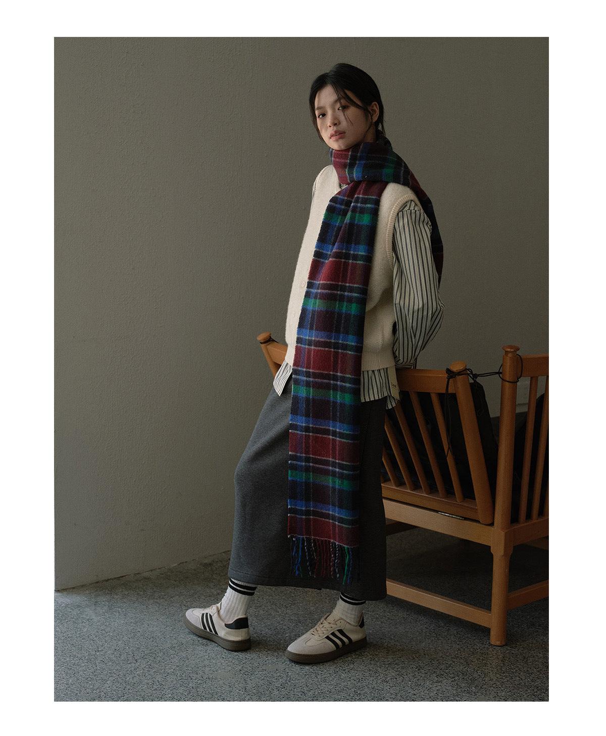 Ladies Color Blocks Check Scarf YN030