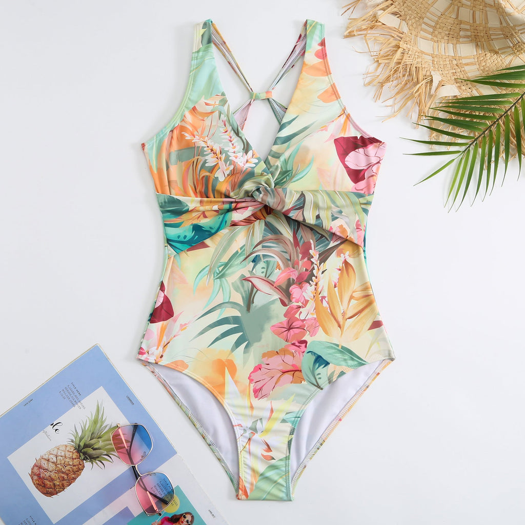 Ladies Floral Print One Piece with Cover SKSW40138