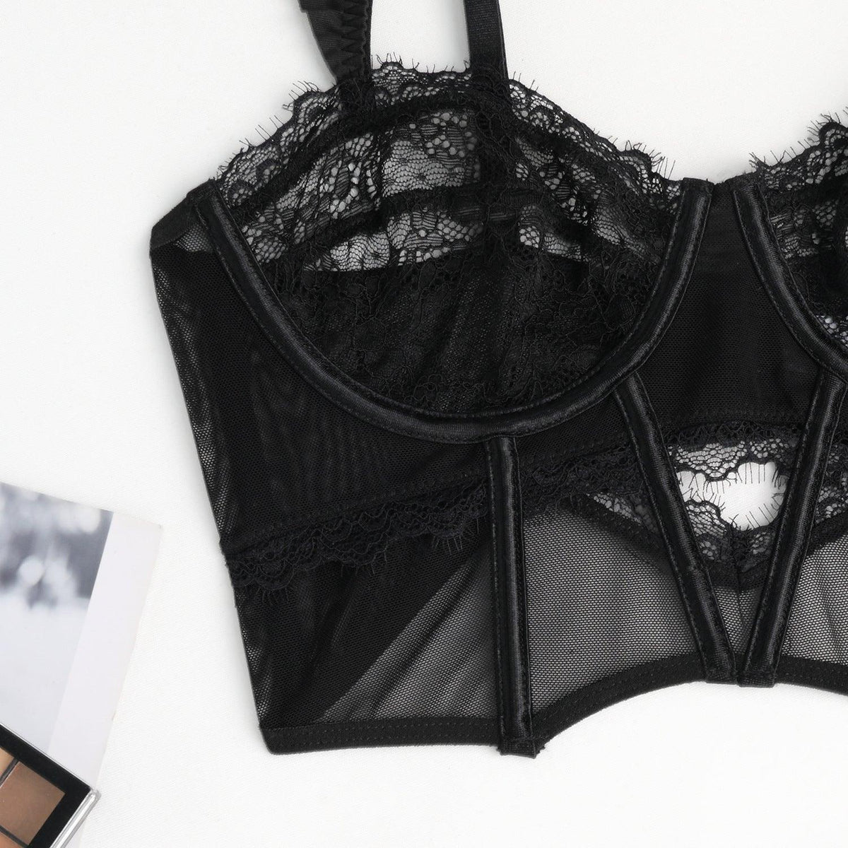 Ladies See Through Floral Lace 3PCS Lingerie Set SKLG4026