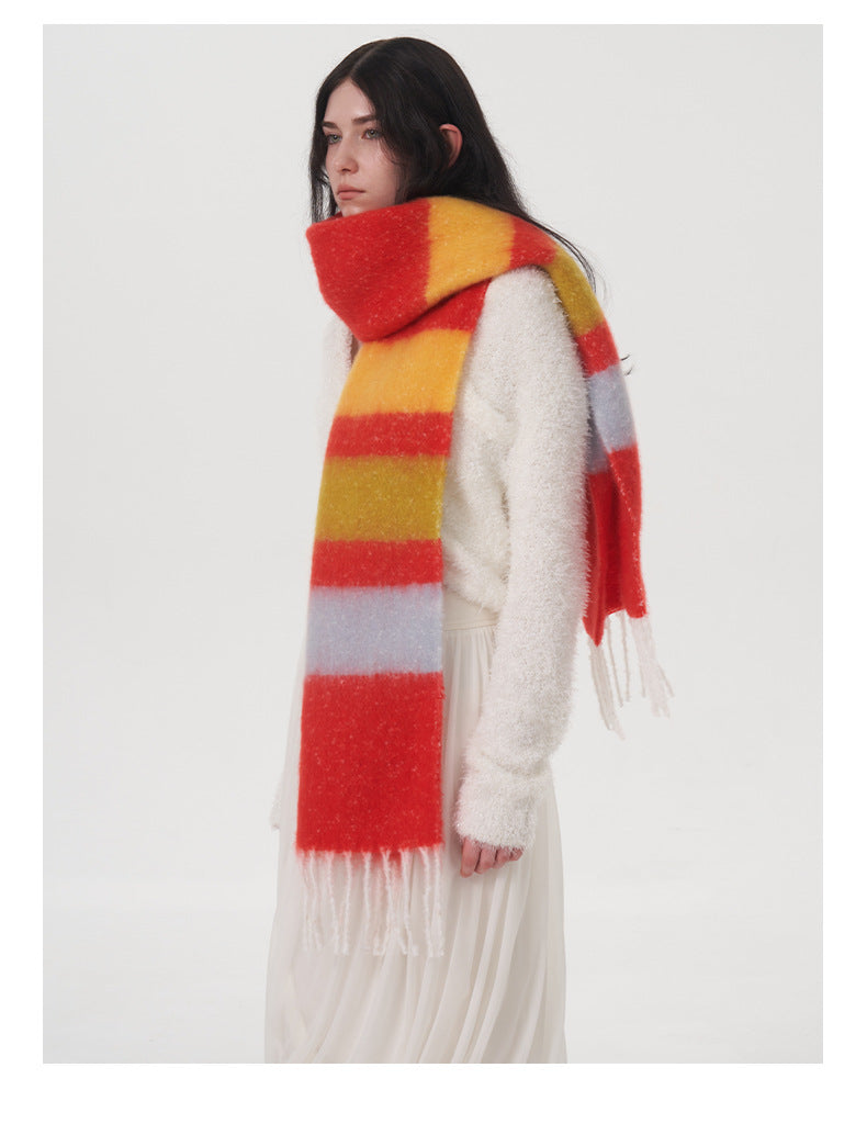 Ladies Color Block Stripe Everyday Scarf SKAS4196