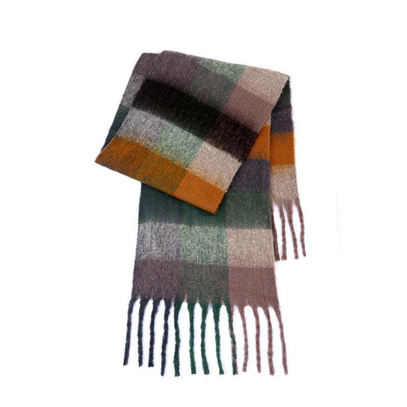 Ladies Color Block AC Plaid Daily Scarf SKAS4201