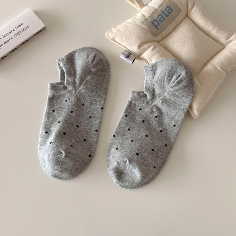 Ladies Polka Dot Knit Boat Socks SKAS50029