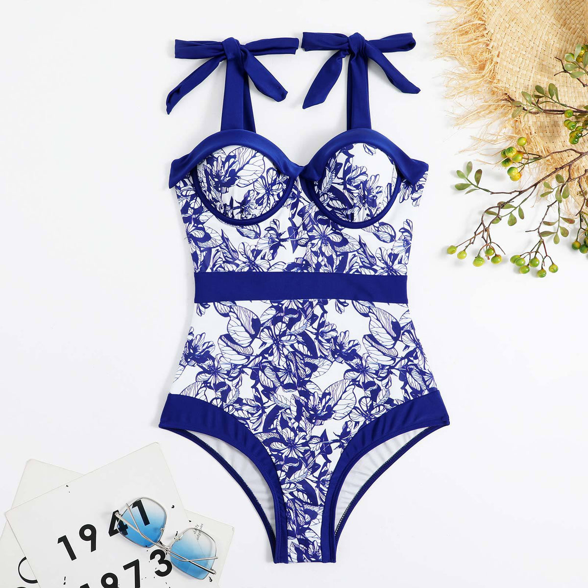 Strape Shoulder One Piece Swimwear with Salong SKSW40116