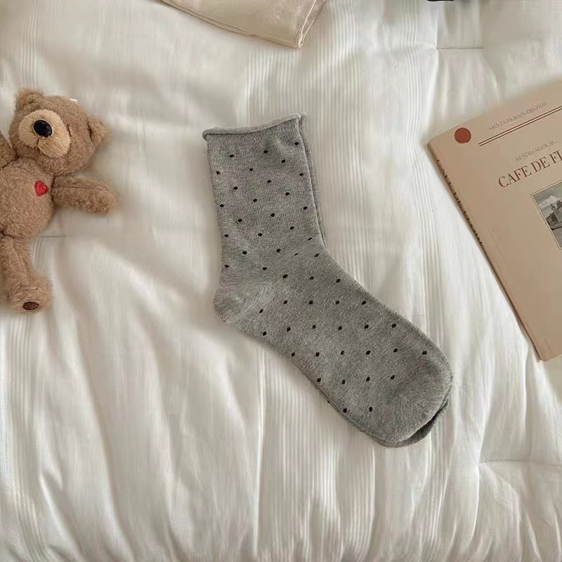 Ladies Polka Dot Knit Midi Socks SKAS50017