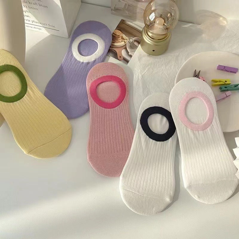 Ladies Color Block Everyday Knit Boat Socks SKAS50004