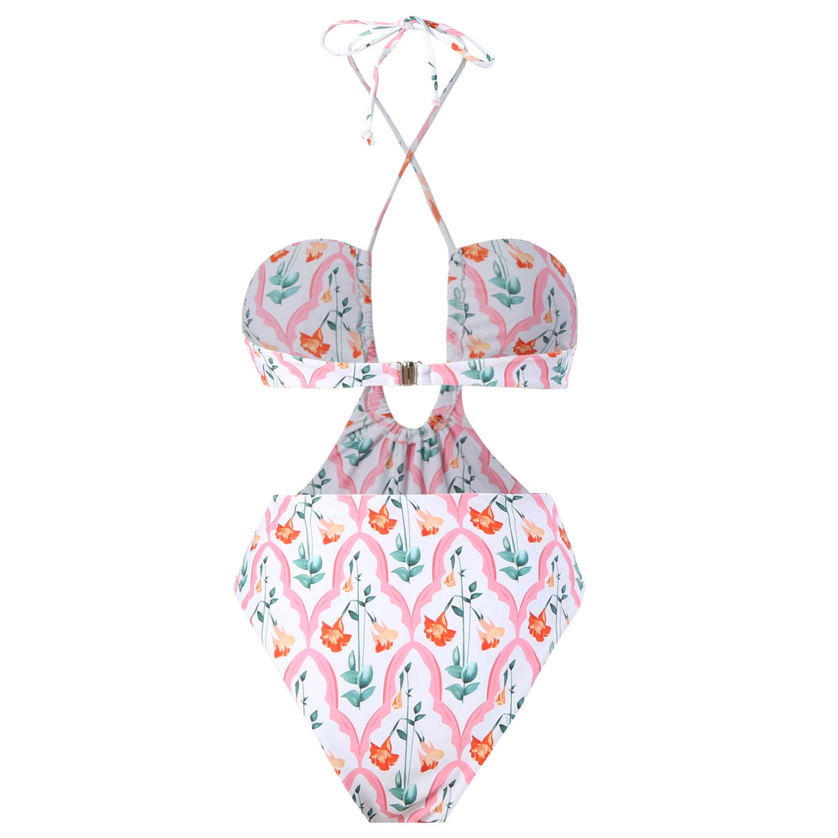 String Halter One Piece Swimwear with Cover SKSW40150