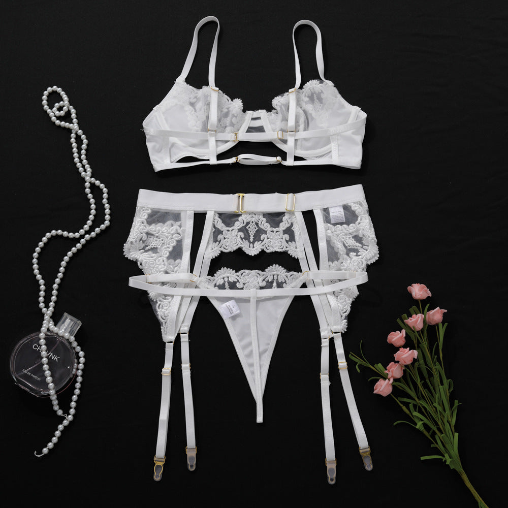Ladies Floral Embroidery 3PCS Lingerie Set SKLG4156