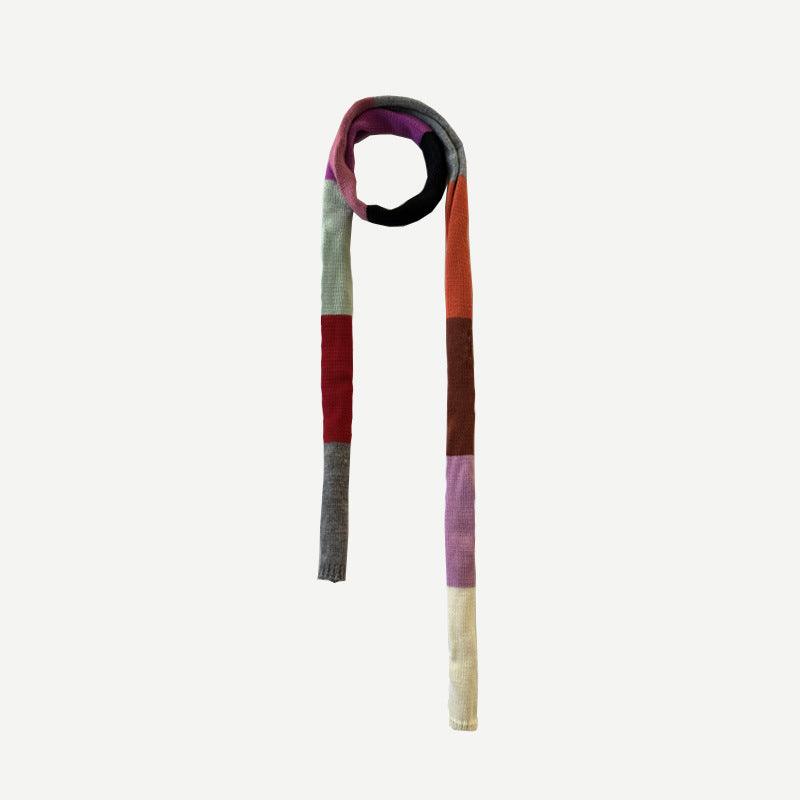 Ladies Striped Colorful Skinny Wool Scarves YW011