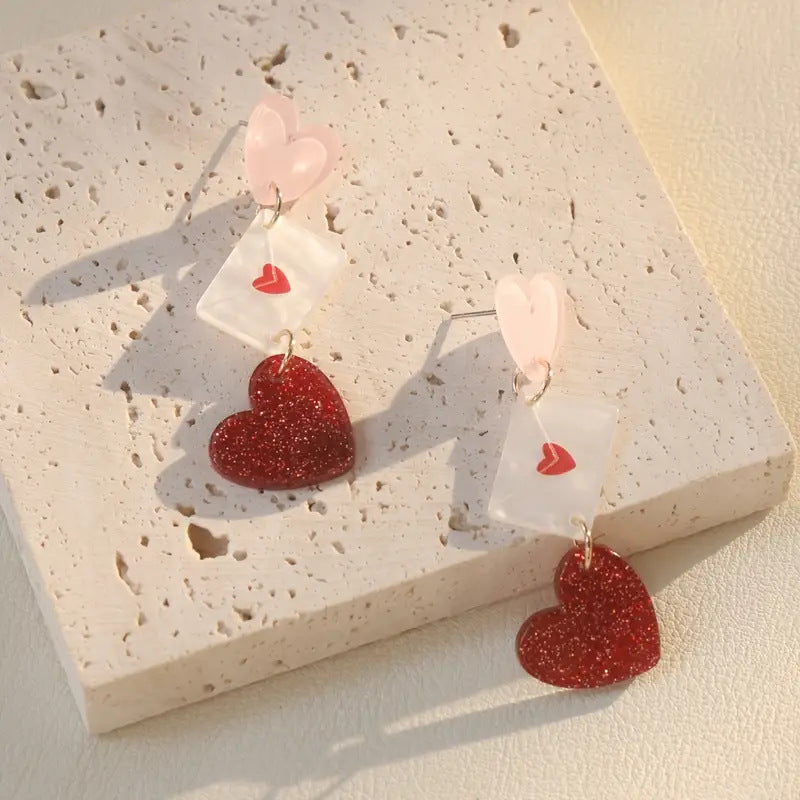 Ladies Valentine Heart Pandent Earrings SKAJ4220