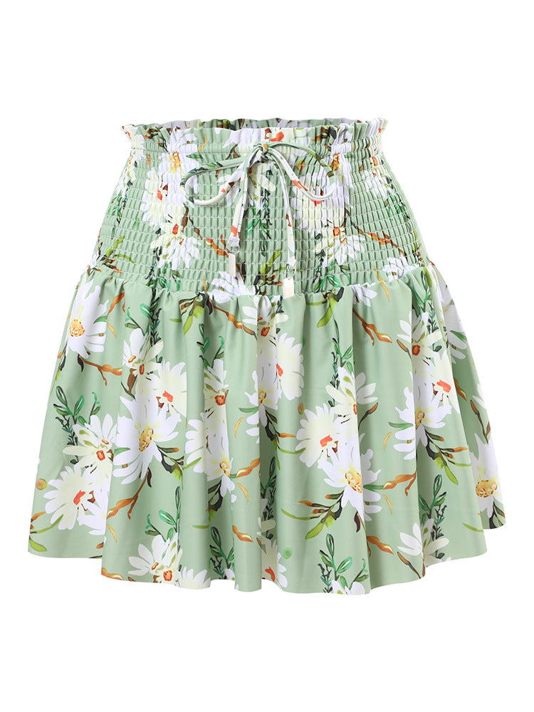 Ladies Floral Elasic Waist Swim Cover Skirt SKSW40088S