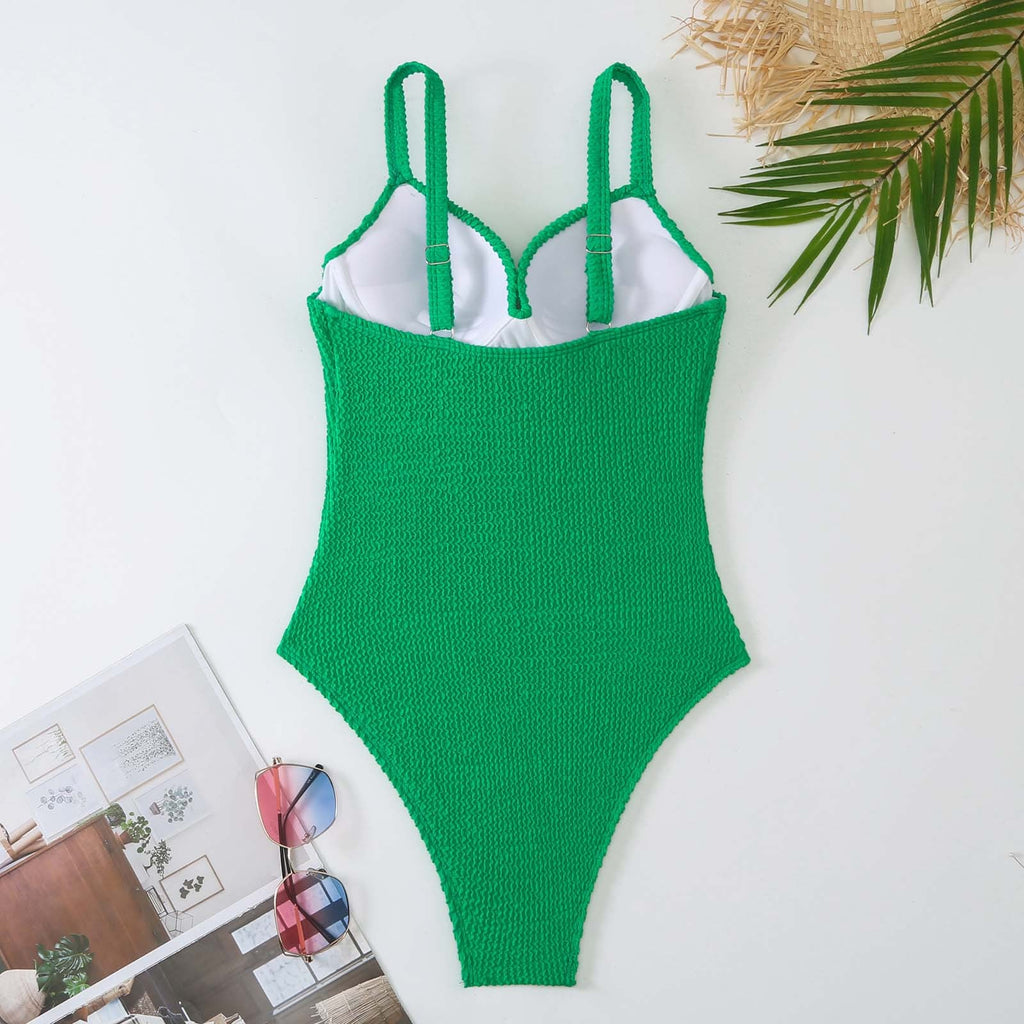 Ladies Wrinkle Basic One Piece Swimwear SKSW40156