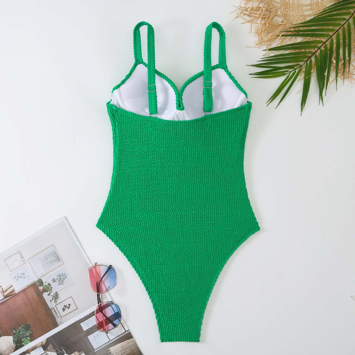Ladies Wrinkle Basic One Piece Swimwear SKSW40156