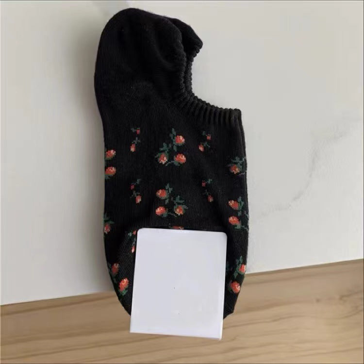Ladies Small Floral Knit Boat Socks SKAS50022