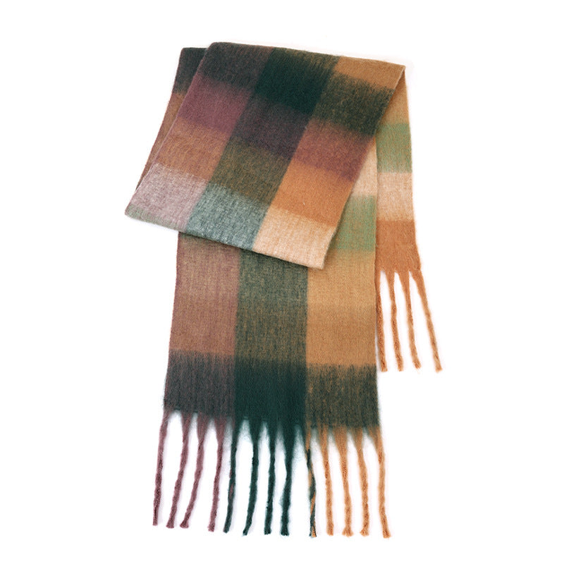 Ladies Color Block AC Plaid Daily Scarf SKAS4201