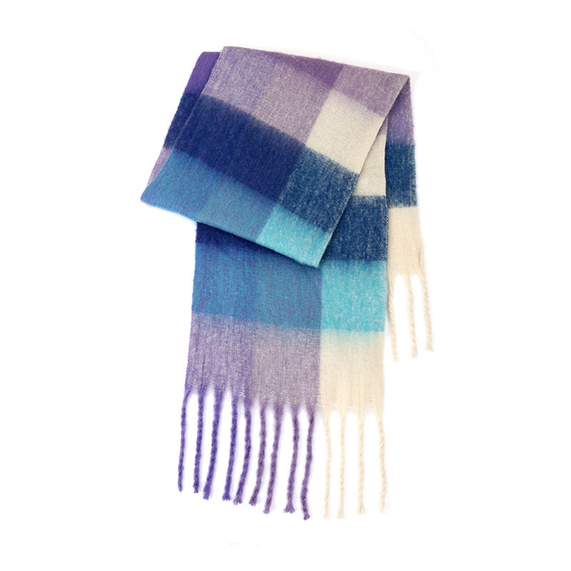 Ladies Color Block AC Plaid Daily Scarf SKAS4201