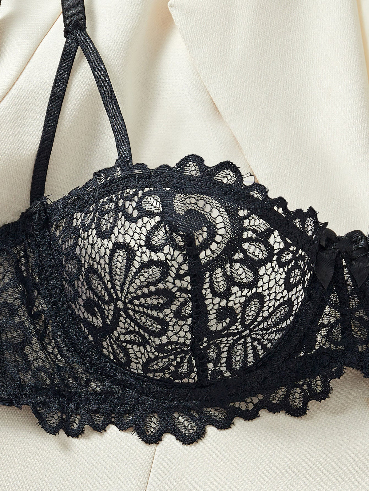 Ladies Floral Lace See Sheer Lingerie Set SKLG4151