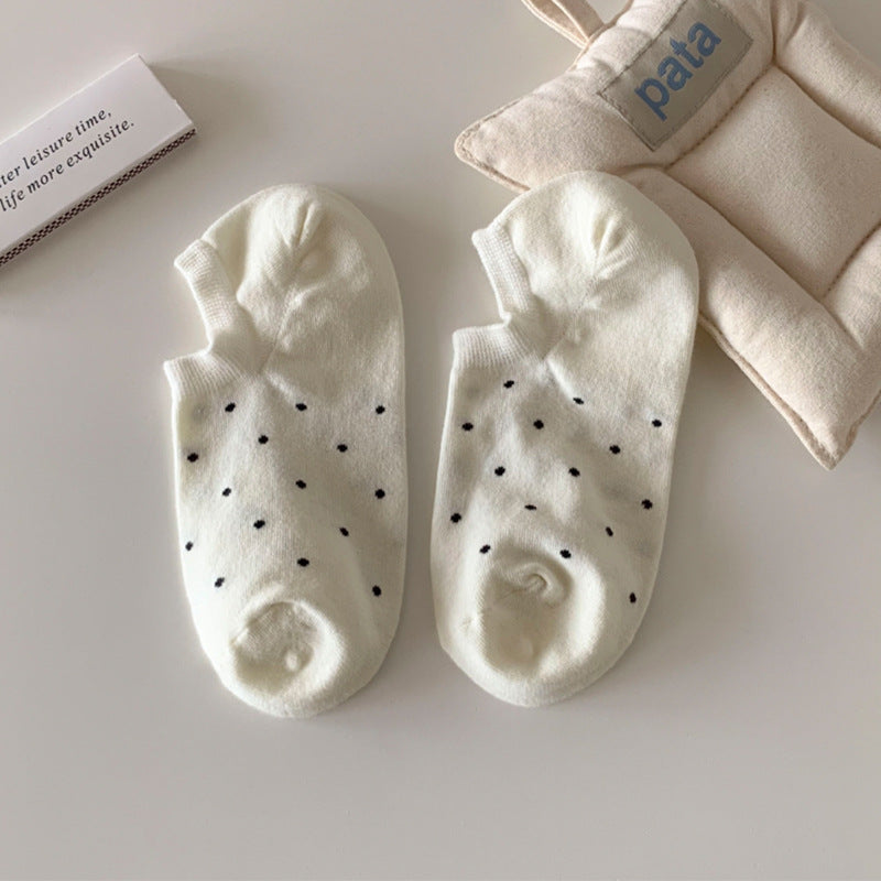 Ladies Polka Dot Knit Boat Socks SKAS50029