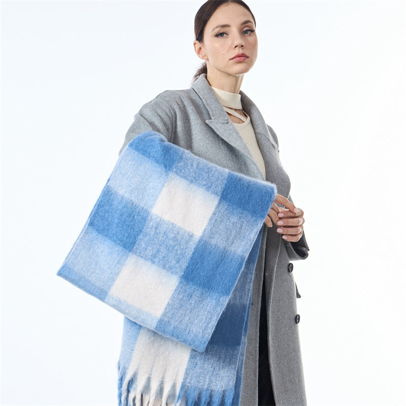 Ladies Color Block AC Plaid Daily Scarf SKAS4201